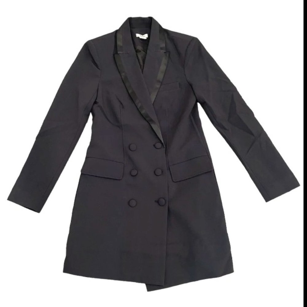 Jason Wu tuxedo double breasted blazer women’s size S black NWT satin trim lapel